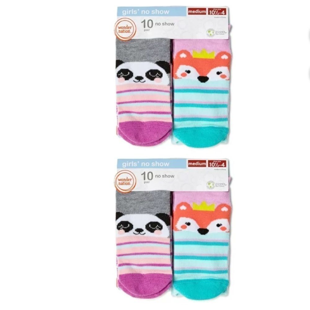 🔥20 Wonder Nation Girls No Show Socks, 20-Pack, Sizes Small KIDS